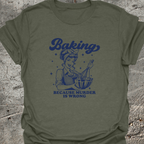 Baking Because Murder Navy Text TShirt
