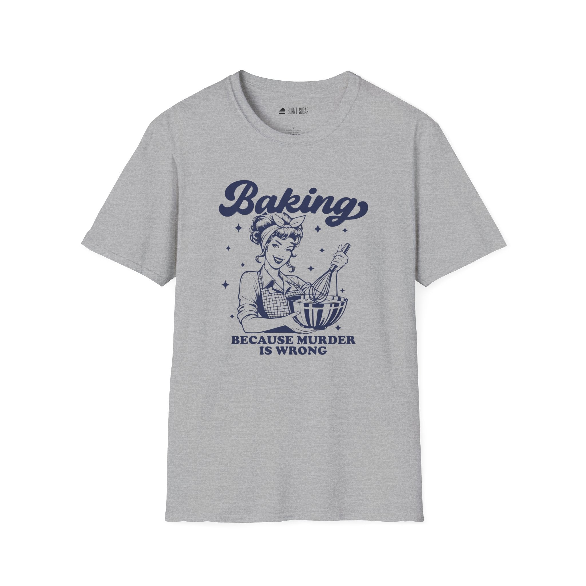 Baking Because Murder Navy Text TShirt