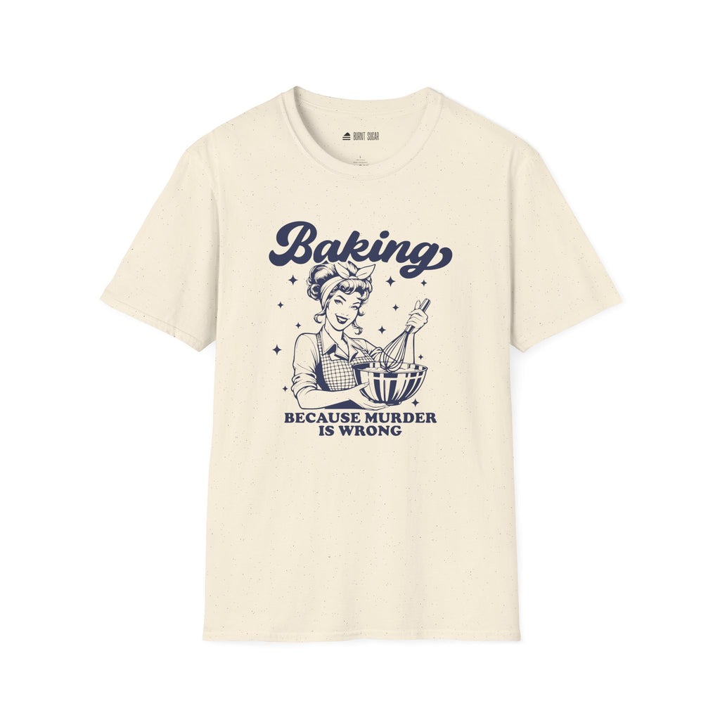 Baking Because Murder Navy Text TShirt